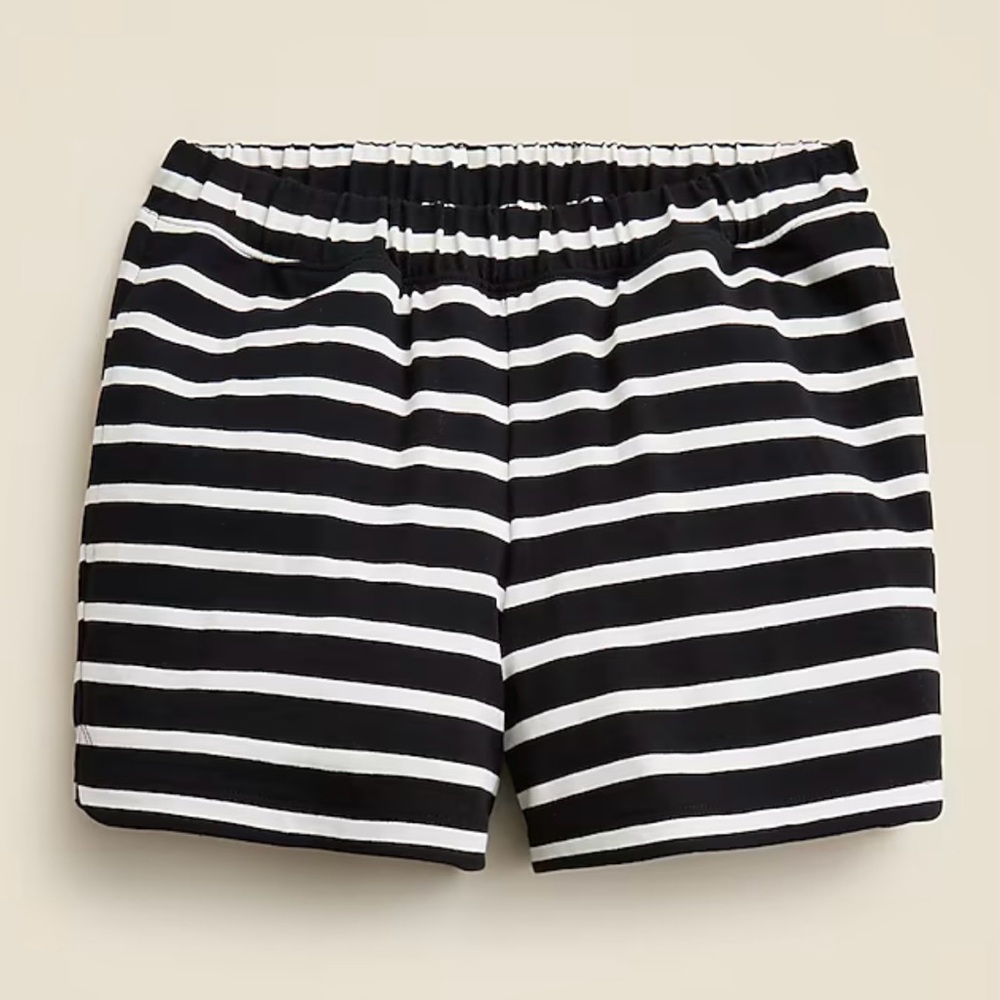 NWT J Crew New Mariner Black and White Striped Shorts Size M